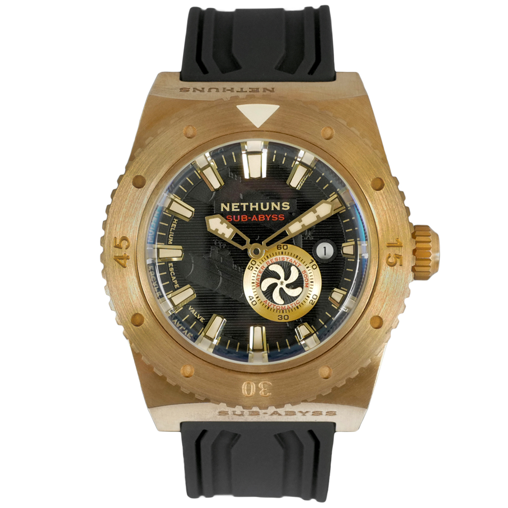 Nethuns Sub-Abyss Bronze Automatic Men's Diver Watch 45mm Black Dial SAB303