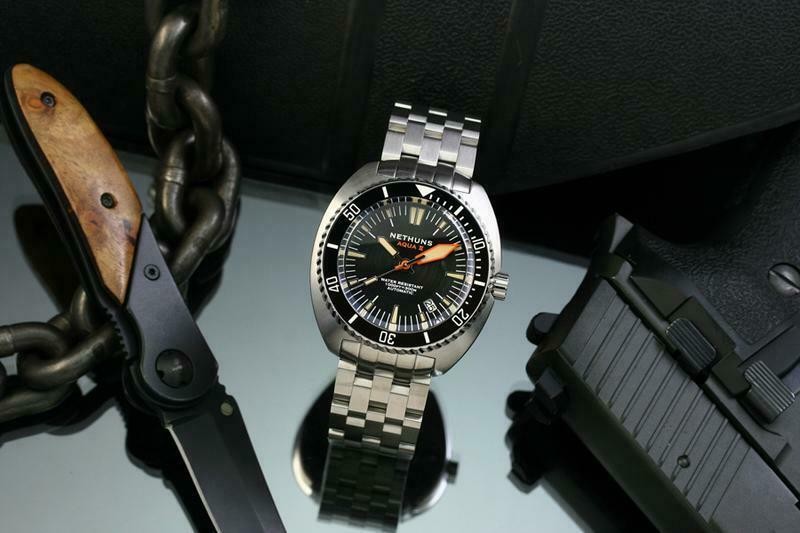 Nethuns Aqua II Steel Automatic Men's Diver Watch 44mm Black Dial A2S321