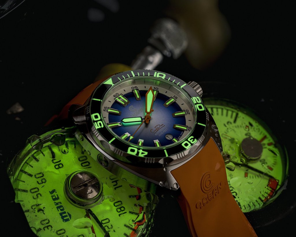 Ocean Crawler Core v3 Diver Men's Watch 44mm Black Bezel Blue Dial