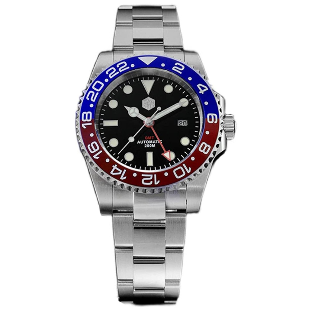 San Martin SN016-G 40.5mm Red Blue Pepsi GMT Automatic Diver Watch