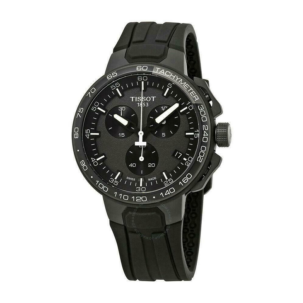 Tissot T-Race Cycling 44.5 Black Dial Swiss Silicone Strap Watch T111.417.37.441.03