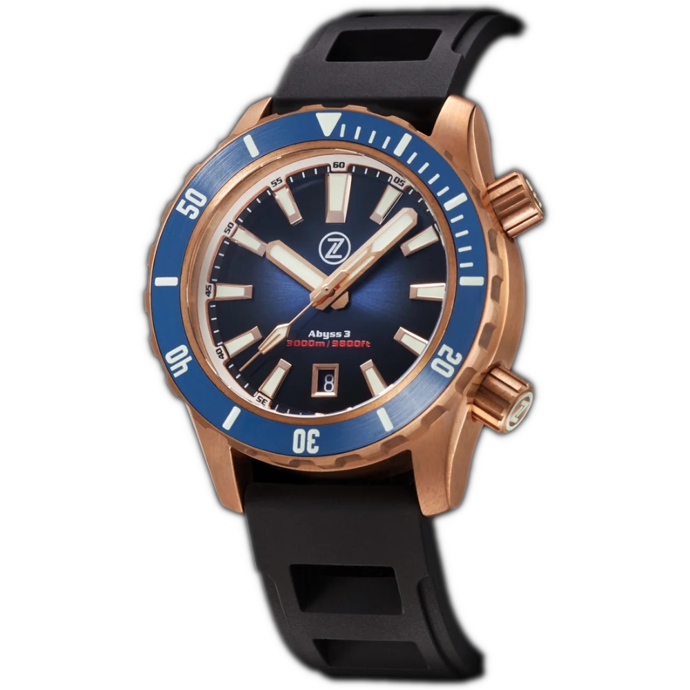 Zelos ABYSS 3 3000M Bronze Midnight Blue 43mm Automatic Diver Watch