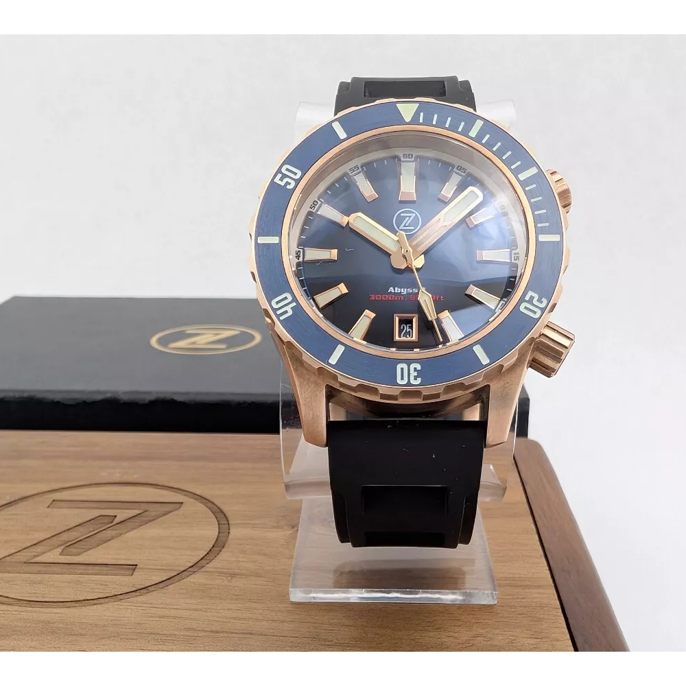 Zelos ABYSS 3 3000M Bronze Midnight Blue 43mm Automatic Diver Watch