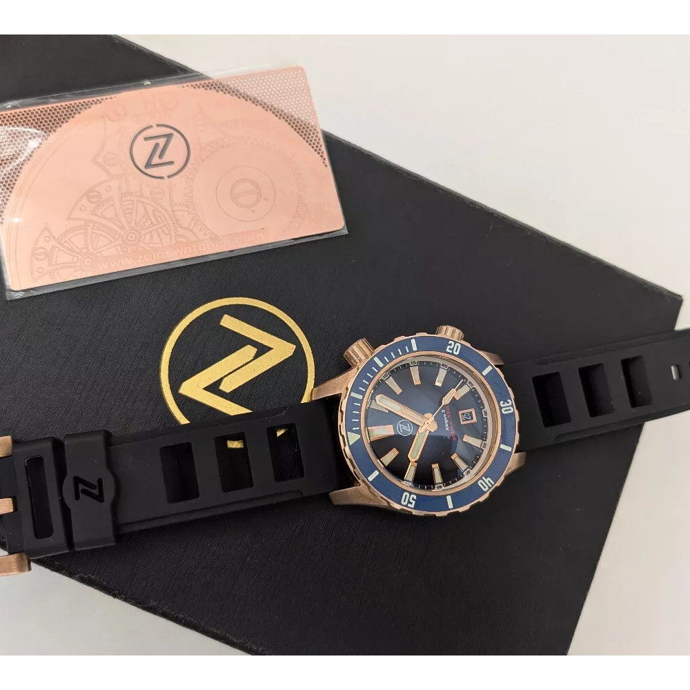 Zelos ABYSS 3 3000M Bronze Midnight Blue 43mm Automatic Diver Watch